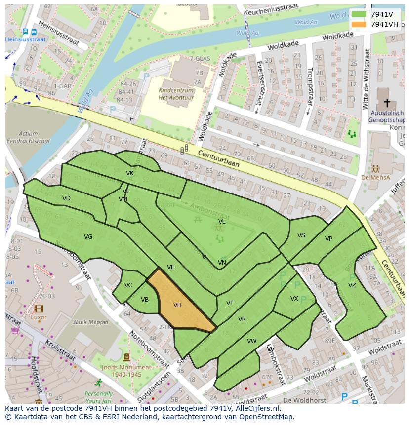 Afbeelding van het postcodegebied 7941 VH op de kaart.