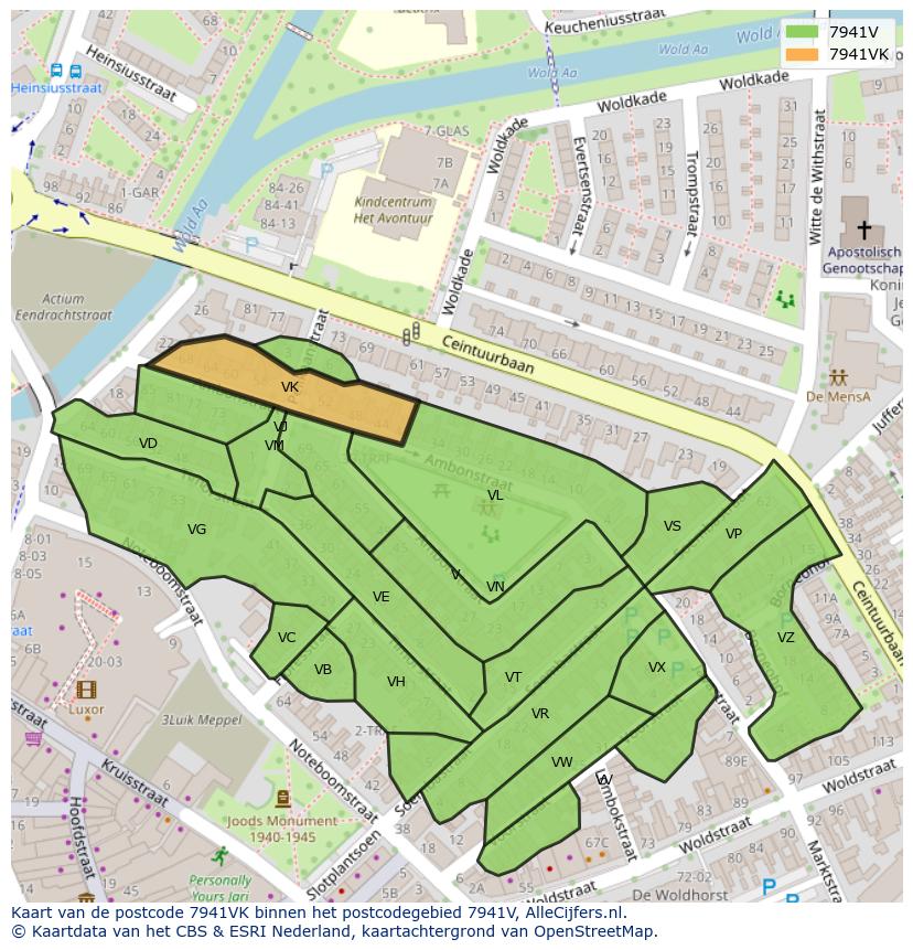 Afbeelding van het postcodegebied 7941 VK op de kaart.