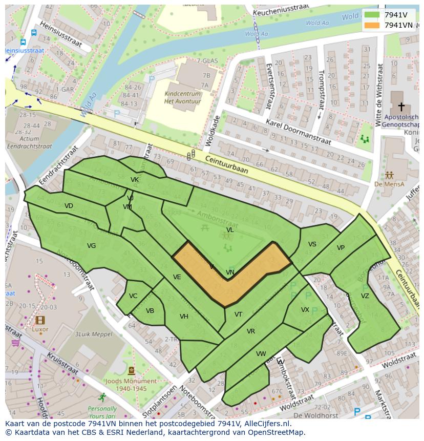 Afbeelding van het postcodegebied 7941 VN op de kaart.