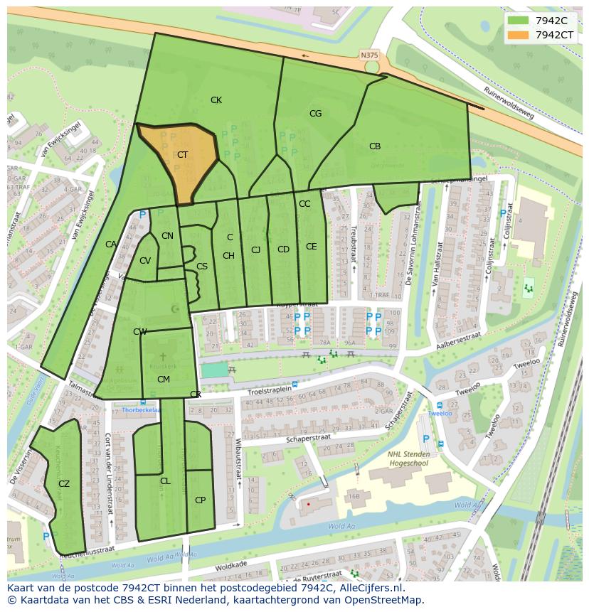 Afbeelding van het postcodegebied 7942 CT op de kaart.