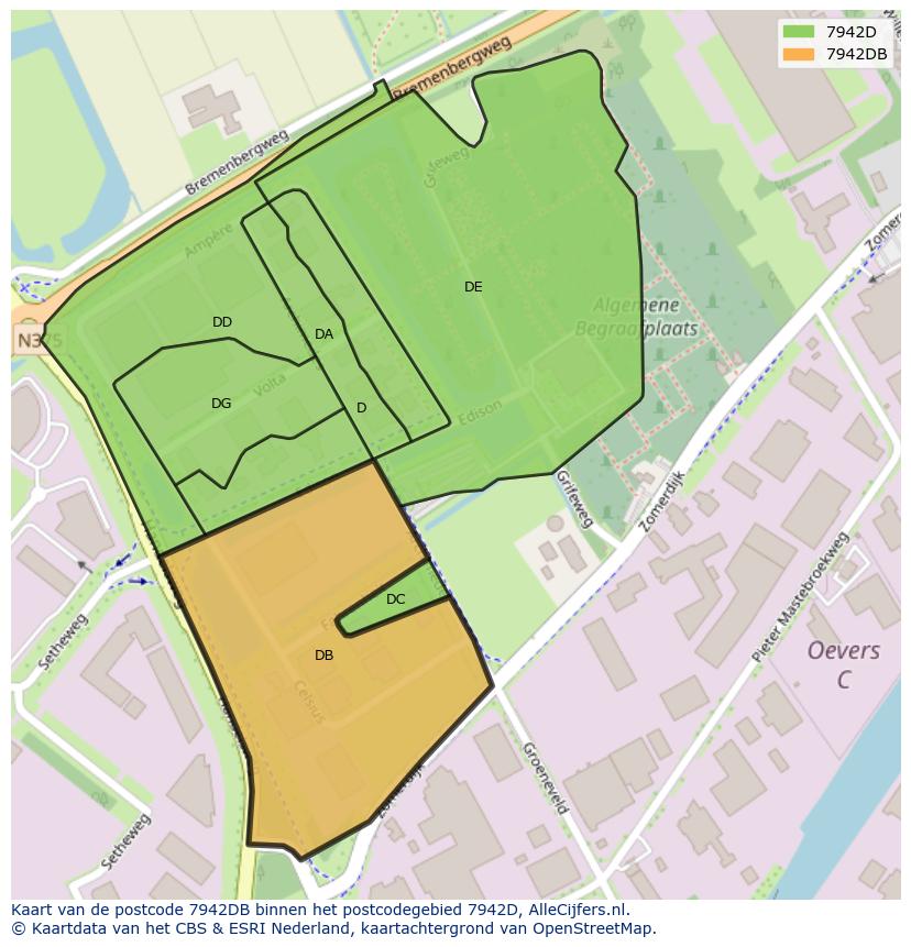 Afbeelding van het postcodegebied 7942 DB op de kaart.