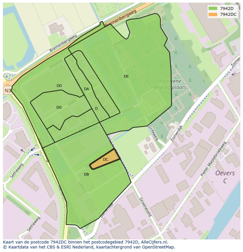 Afbeelding van het postcodegebied 7942 DC op de kaart.