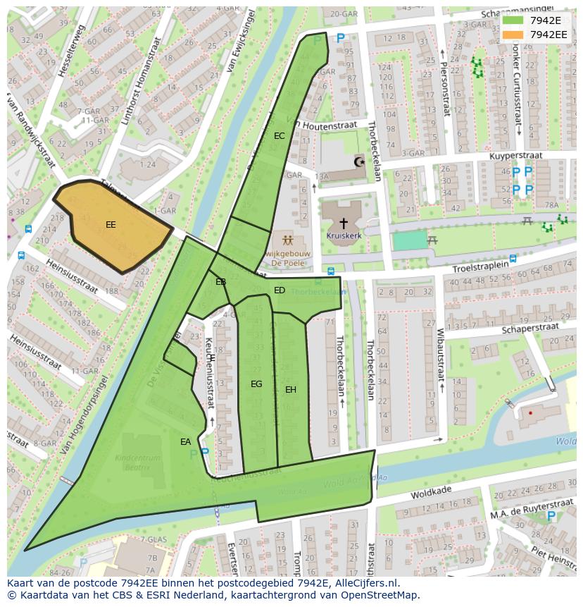 Afbeelding van het postcodegebied 7942 EE op de kaart.