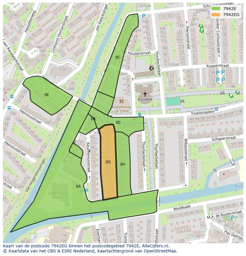 Afbeelding van het postcodegebied 7942 EG op de kaart.