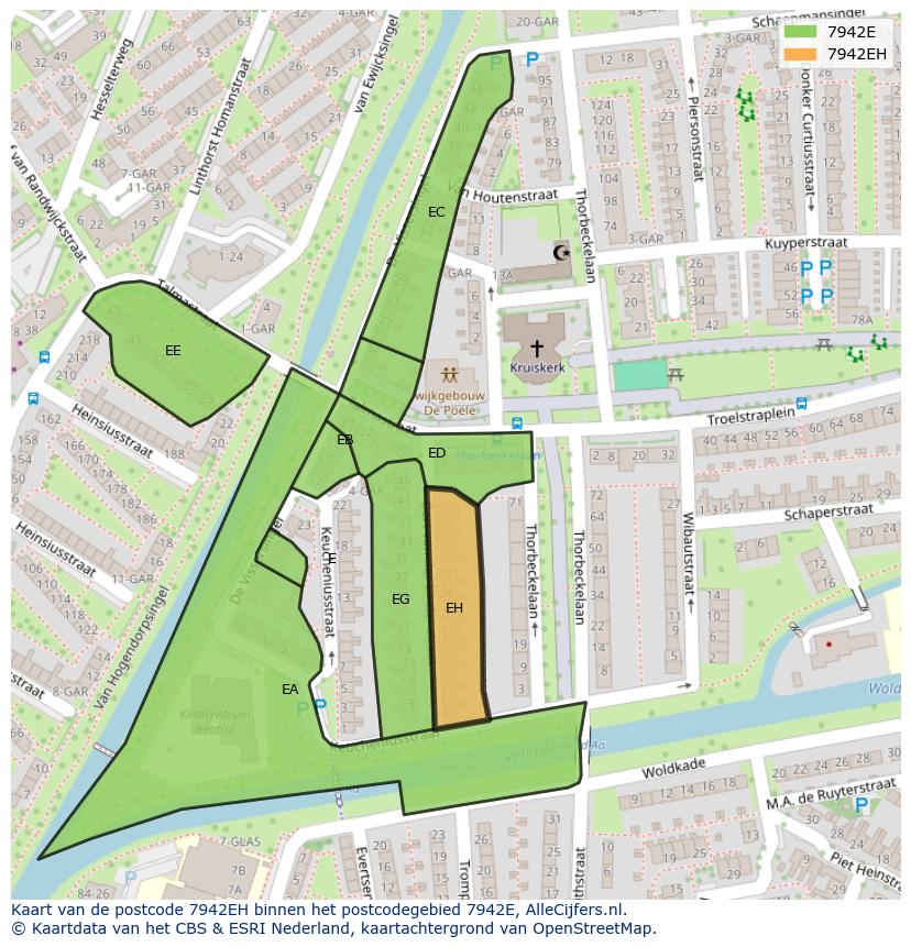 Afbeelding van het postcodegebied 7942 EH op de kaart.