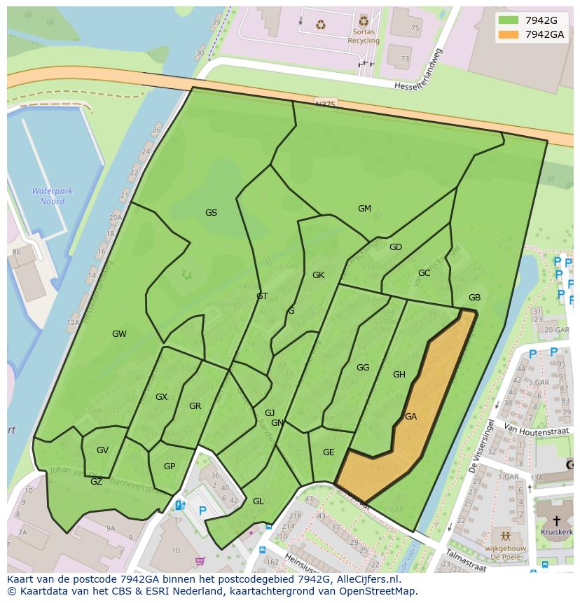 Afbeelding van het postcodegebied 7942 GA op de kaart.