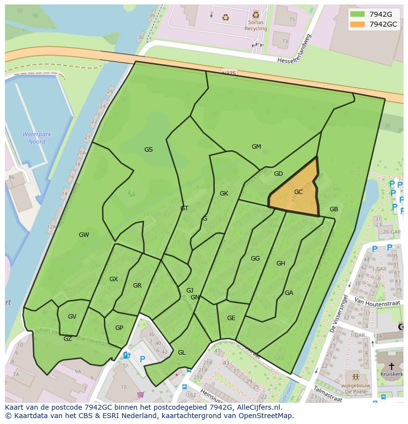 Afbeelding van het postcodegebied 7942 GC op de kaart.