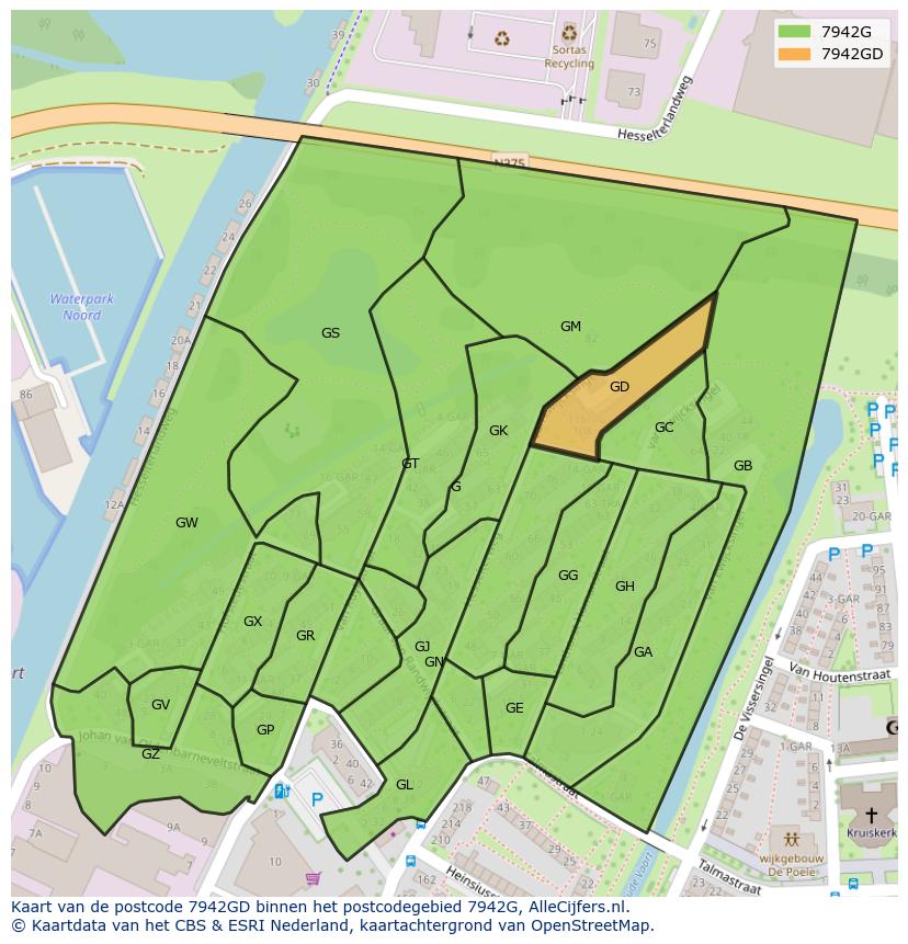 Afbeelding van het postcodegebied 7942 GD op de kaart.