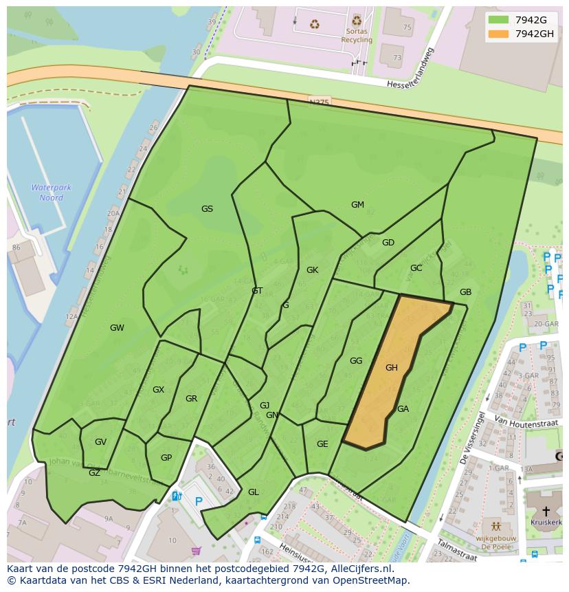 Afbeelding van het postcodegebied 7942 GH op de kaart.