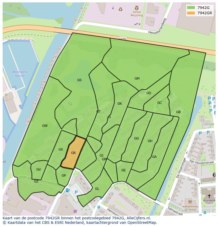 Afbeelding van het postcodegebied 7942 GR op de kaart.