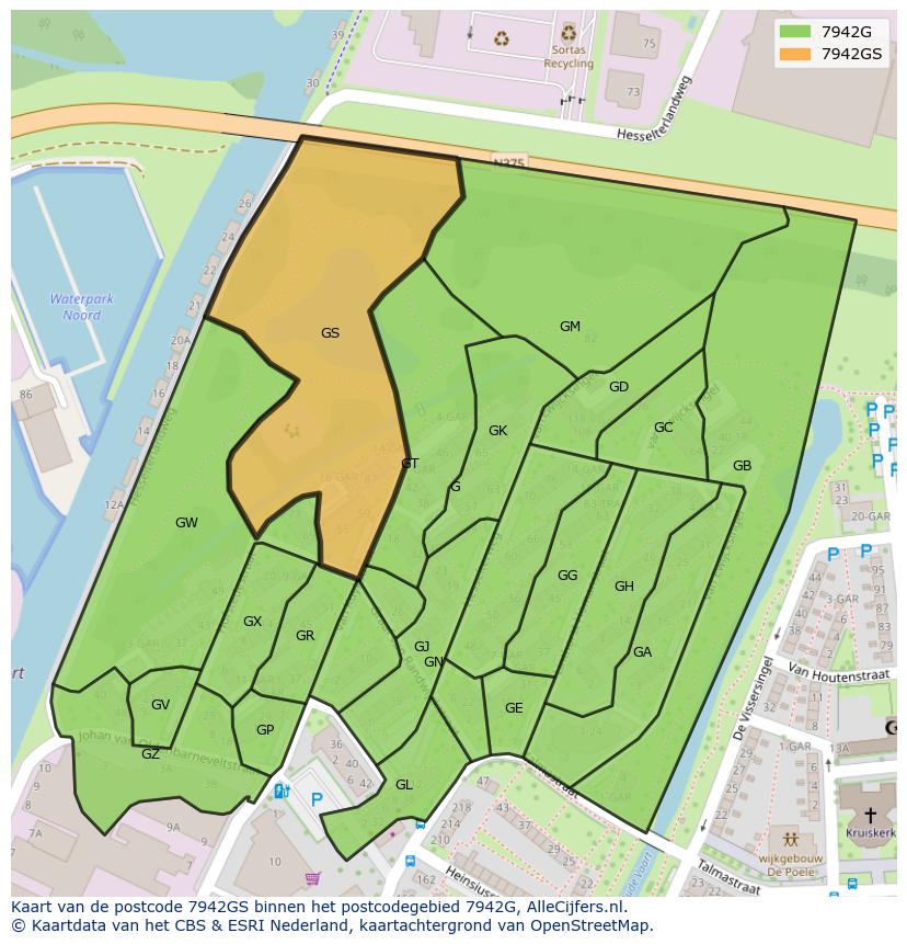 Afbeelding van het postcodegebied 7942 GS op de kaart.