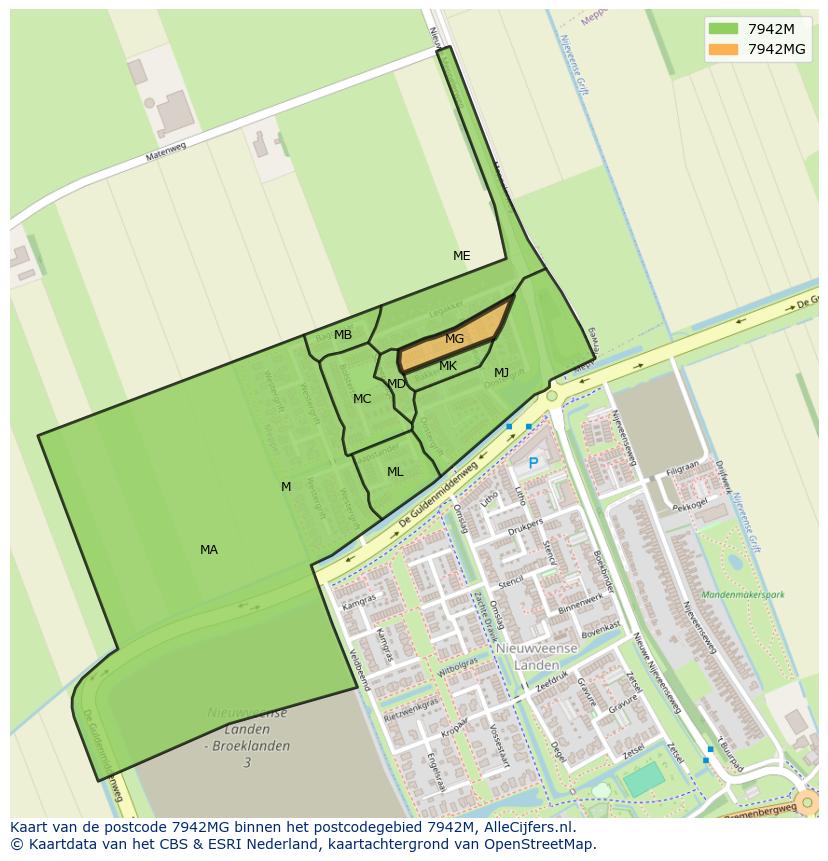 Afbeelding van het postcodegebied 7942 MG op de kaart.