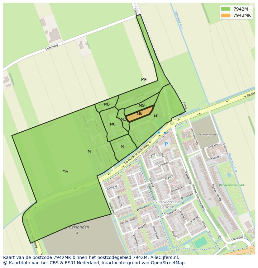 Afbeelding van het postcodegebied 7942 MK op de kaart.