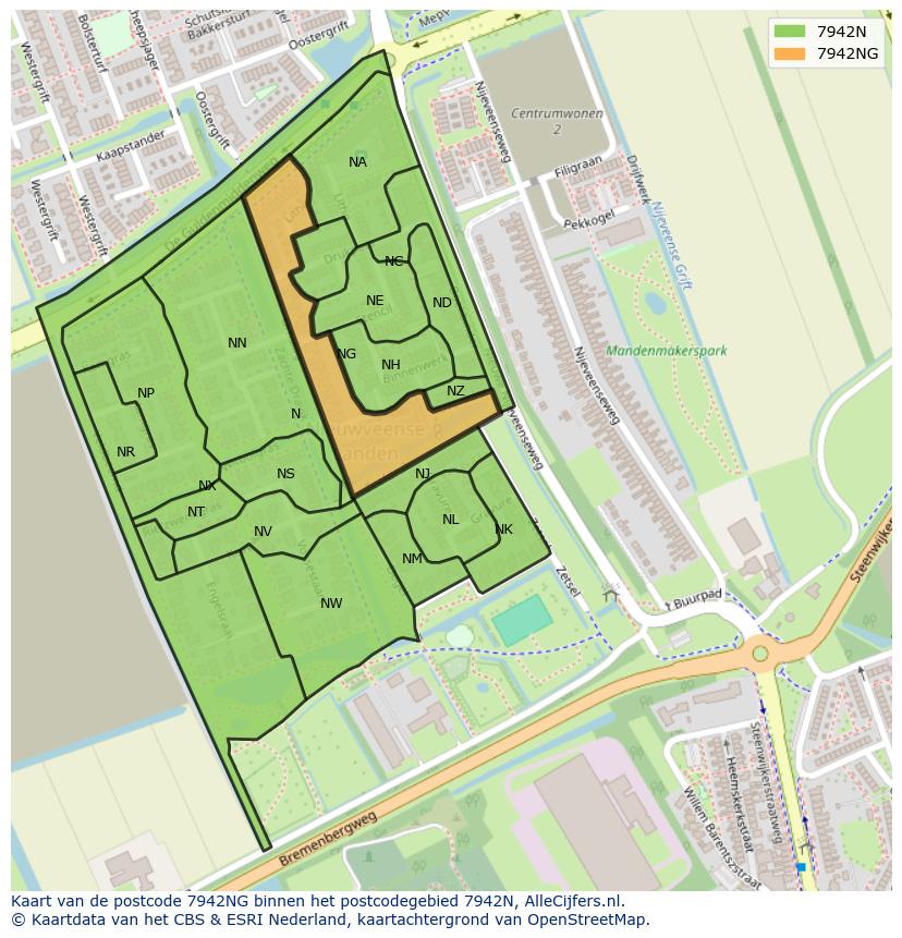 Afbeelding van het postcodegebied 7942 NG op de kaart.