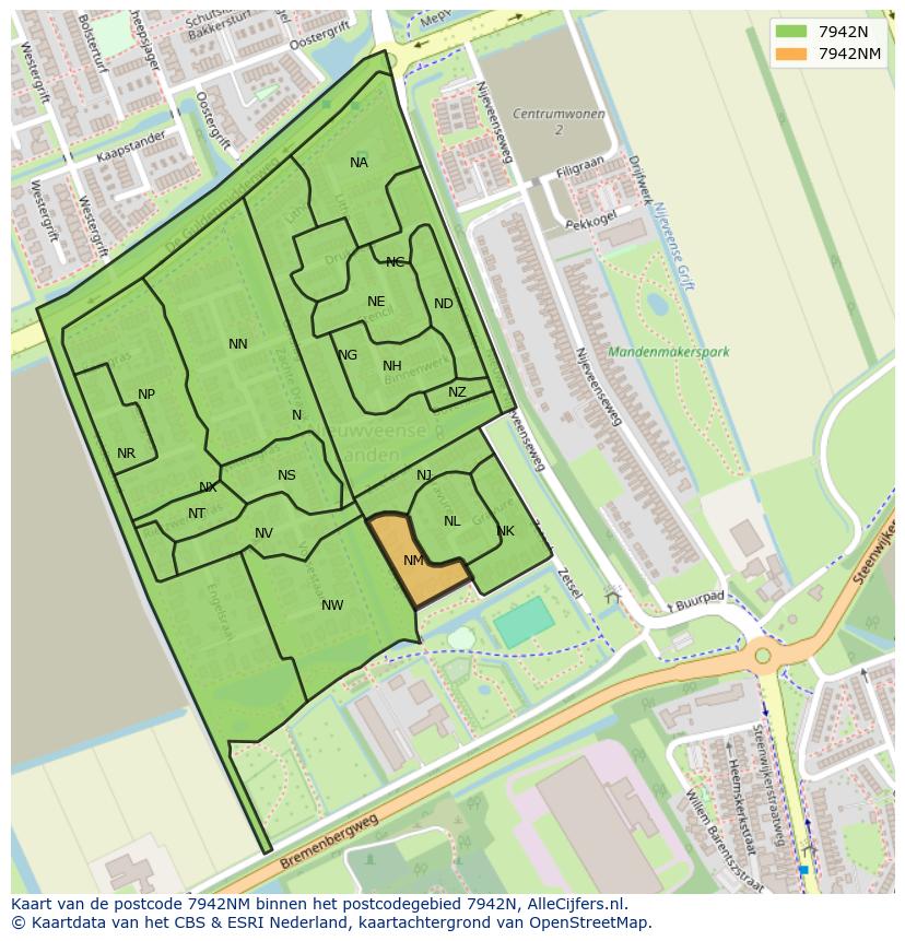 Afbeelding van het postcodegebied 7942 NM op de kaart.