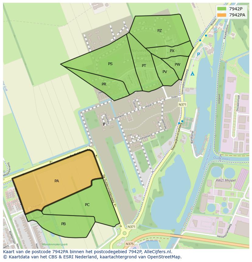 Afbeelding van het postcodegebied 7942 PA op de kaart.