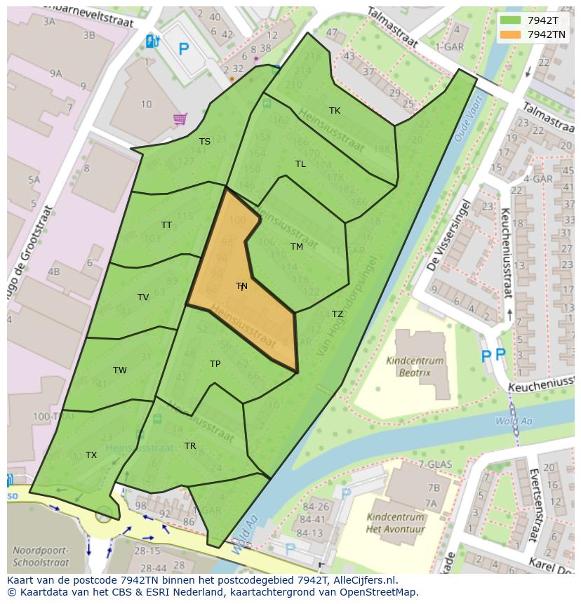 Afbeelding van het postcodegebied 7942 TN op de kaart.