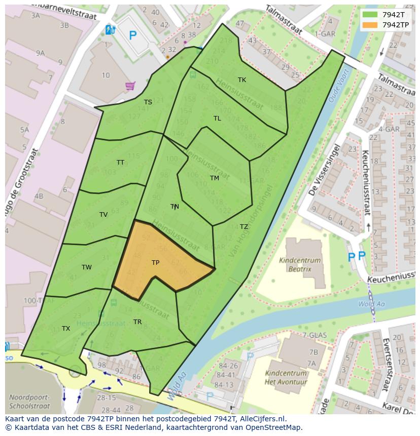 Afbeelding van het postcodegebied 7942 TP op de kaart.