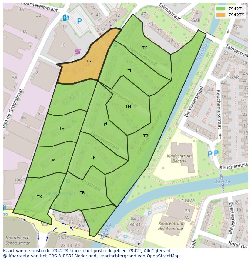Afbeelding van het postcodegebied 7942 TS op de kaart.