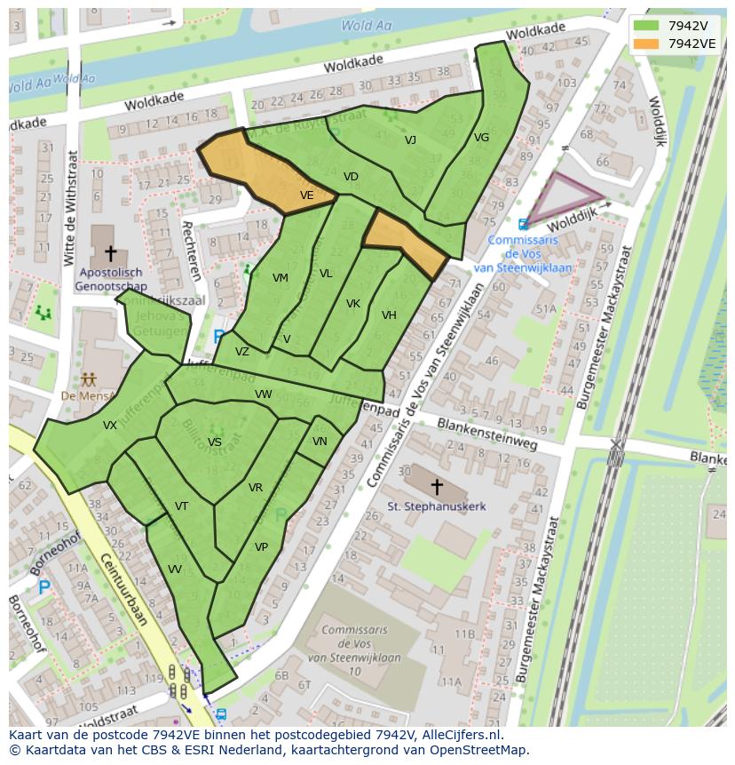 Afbeelding van het postcodegebied 7942 VE op de kaart.