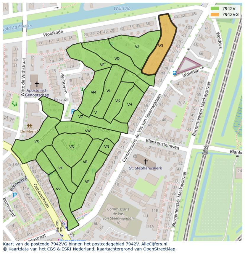 Afbeelding van het postcodegebied 7942 VG op de kaart.