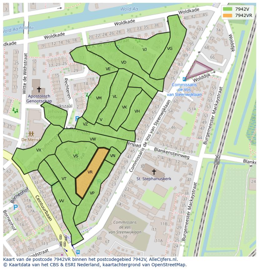 Afbeelding van het postcodegebied 7942 VR op de kaart.