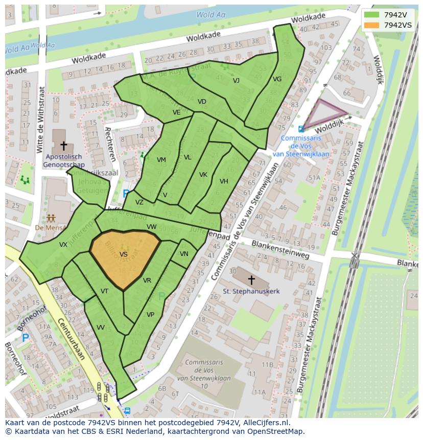 Afbeelding van het postcodegebied 7942 VS op de kaart.