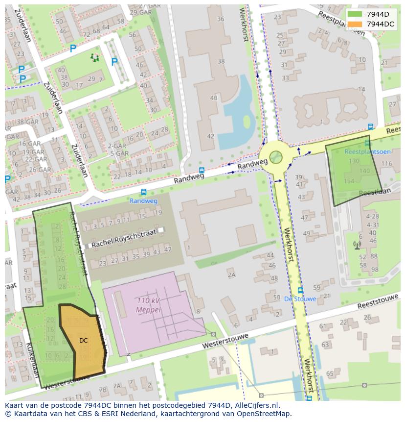 Afbeelding van het postcodegebied 7944 DC op de kaart.