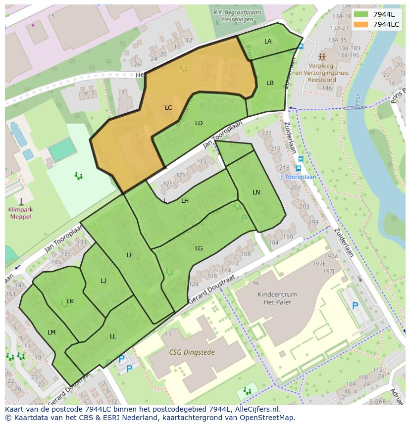 Afbeelding van het postcodegebied 7944 LC op de kaart.