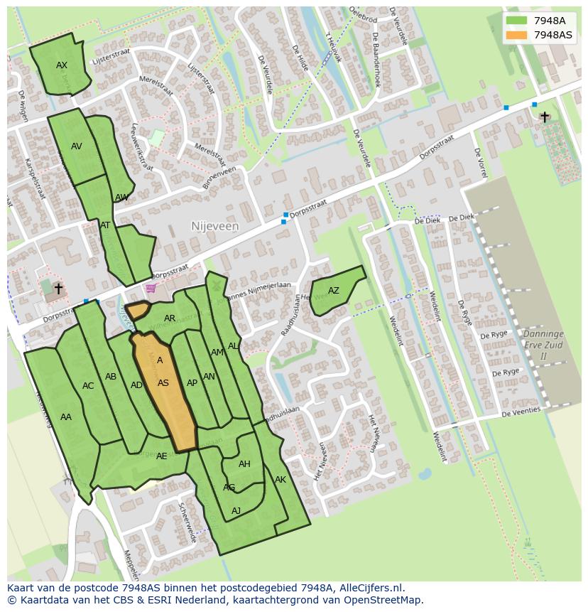 Afbeelding van het postcodegebied 7948 AS op de kaart.