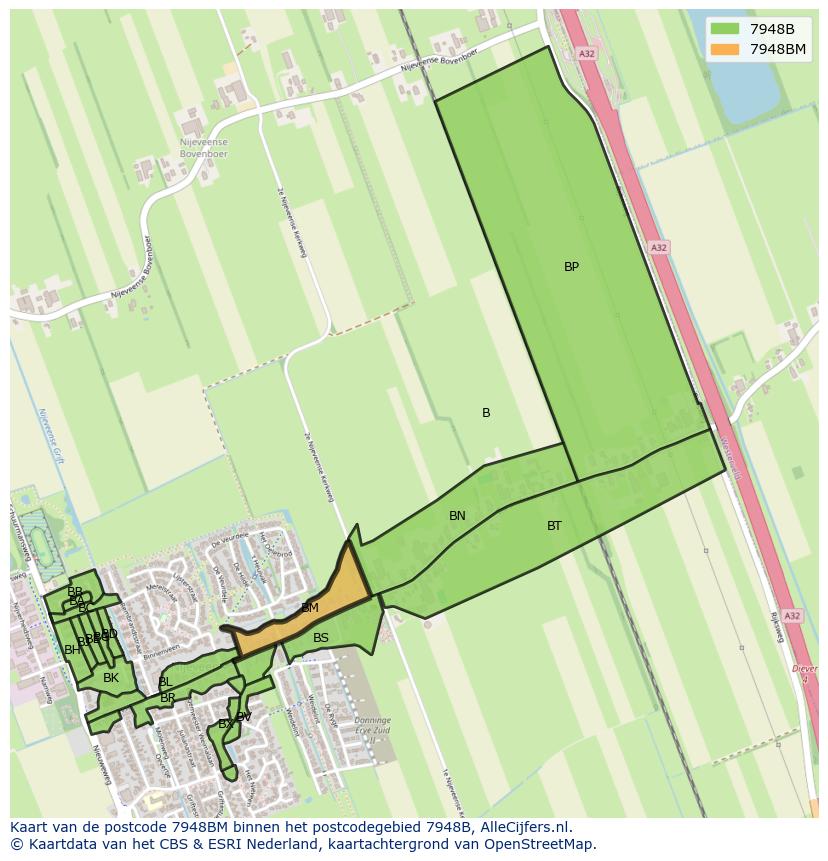 Afbeelding van het postcodegebied 7948 BM op de kaart.