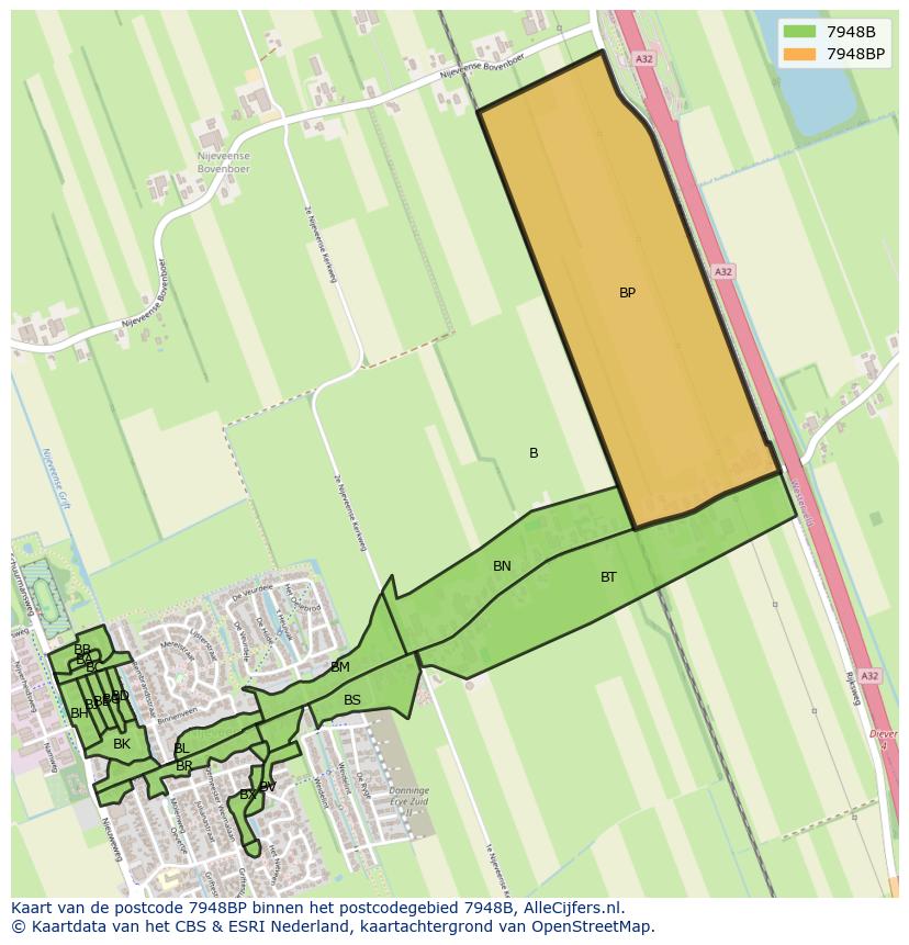 Afbeelding van het postcodegebied 7948 BP op de kaart.