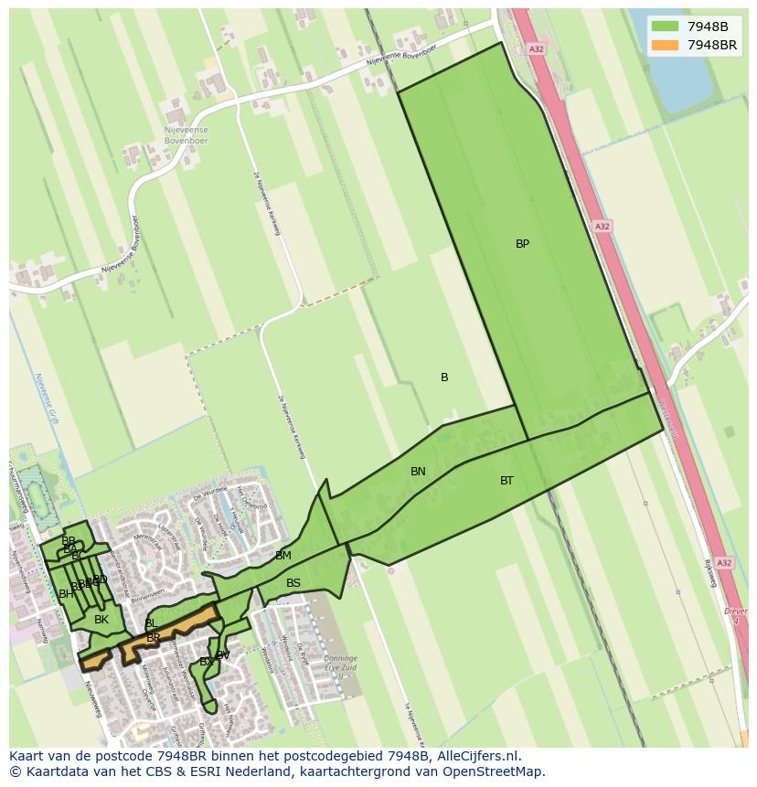 Afbeelding van het postcodegebied 7948 BR op de kaart.