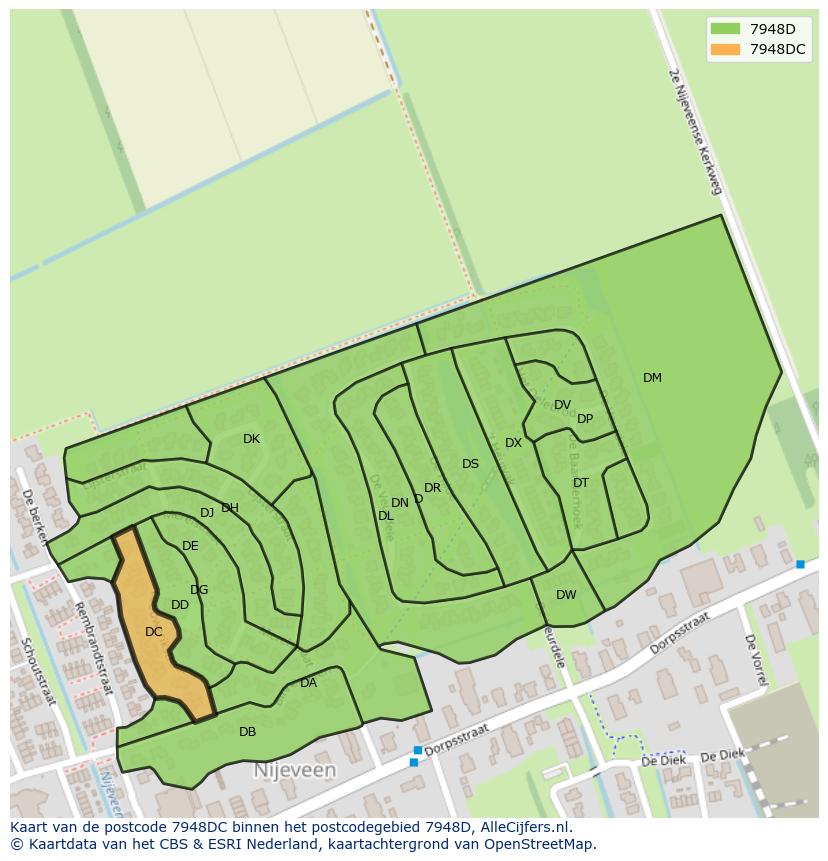 Afbeelding van het postcodegebied 7948 DC op de kaart.