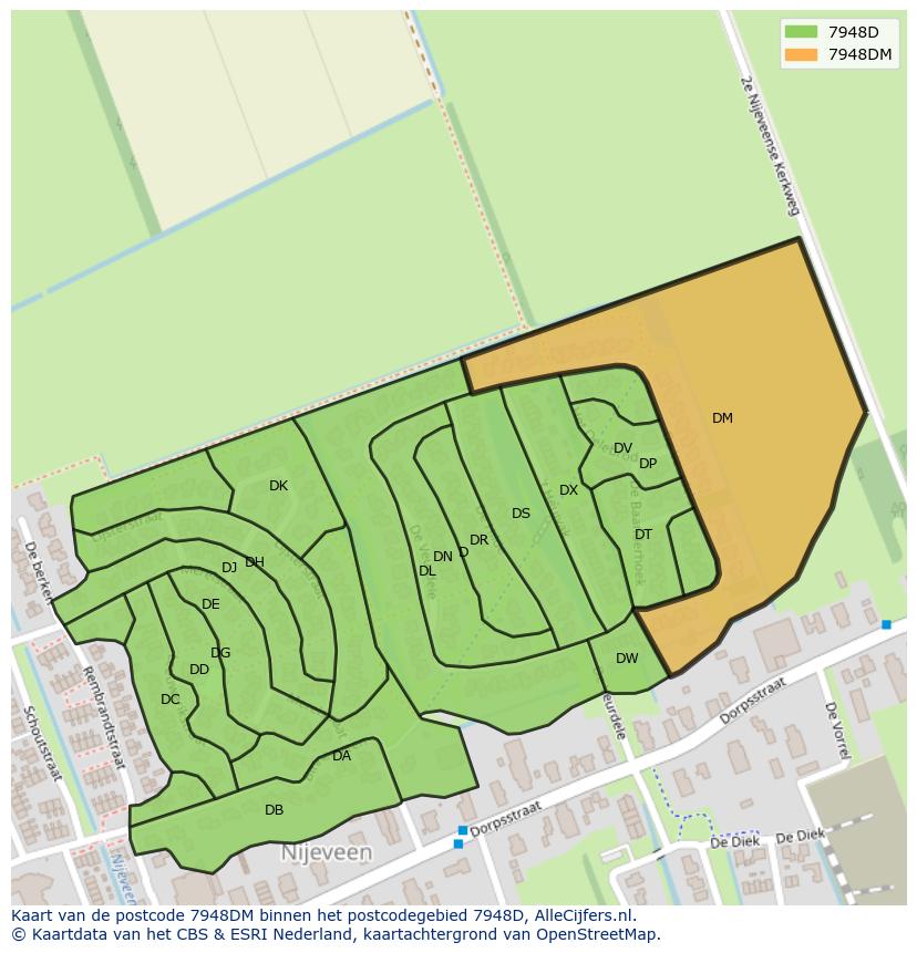 Afbeelding van het postcodegebied 7948 DM op de kaart.