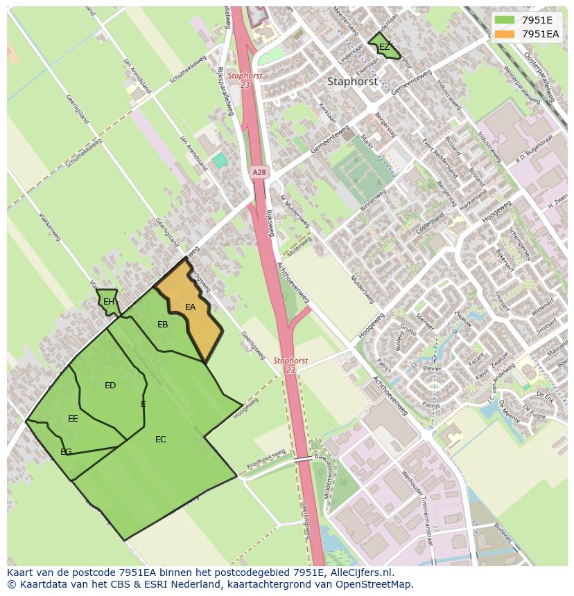 Afbeelding van het postcodegebied 7951 EA op de kaart.