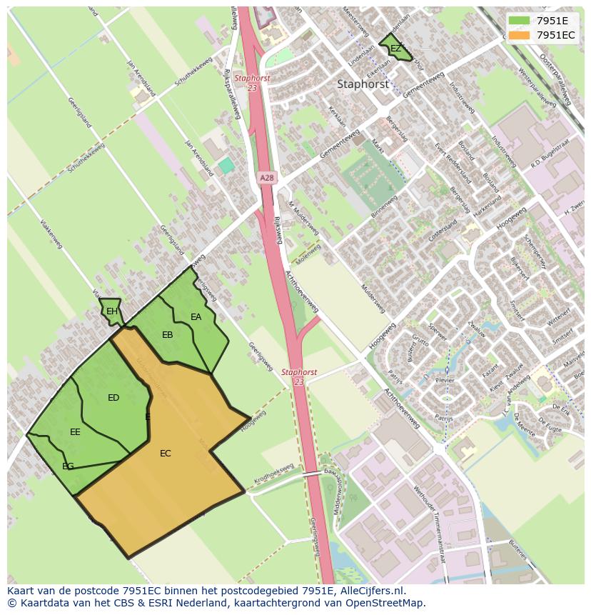 Afbeelding van het postcodegebied 7951 EC op de kaart.
