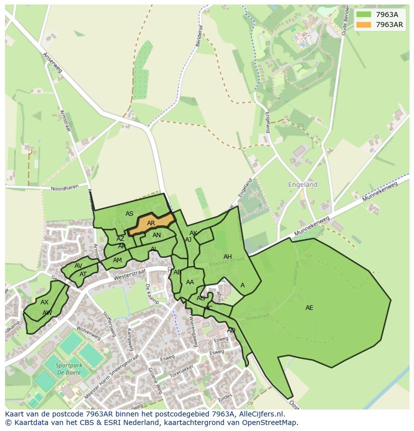 Afbeelding van het postcodegebied 7963 AR op de kaart.