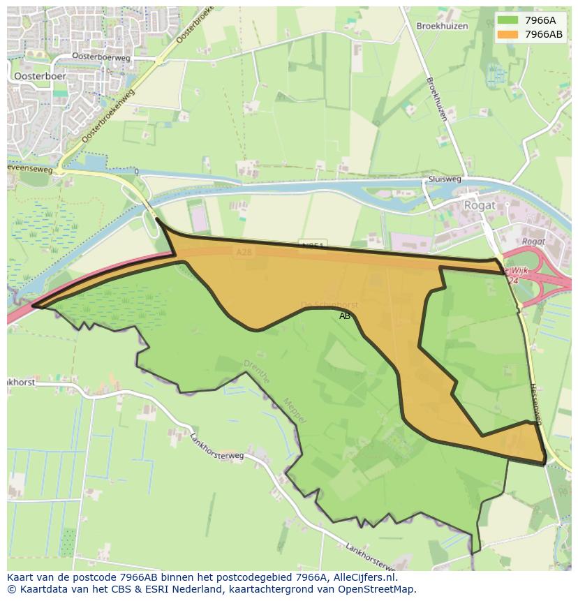 Afbeelding van het postcodegebied 7966 AB op de kaart.