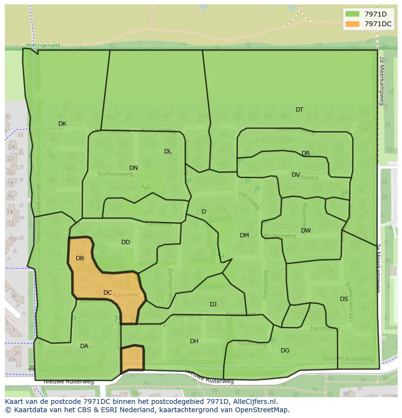 Afbeelding van het postcodegebied 7971 DC op de kaart.