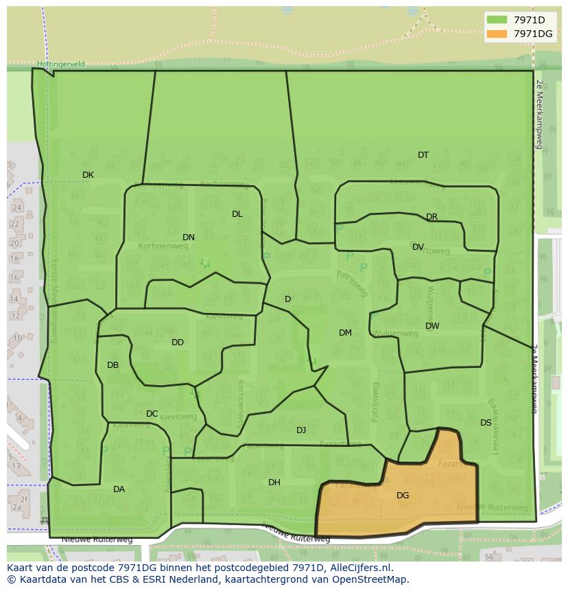 Afbeelding van het postcodegebied 7971 DG op de kaart.