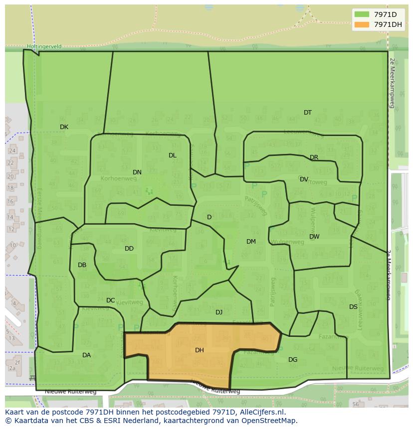 Afbeelding van het postcodegebied 7971 DH op de kaart.