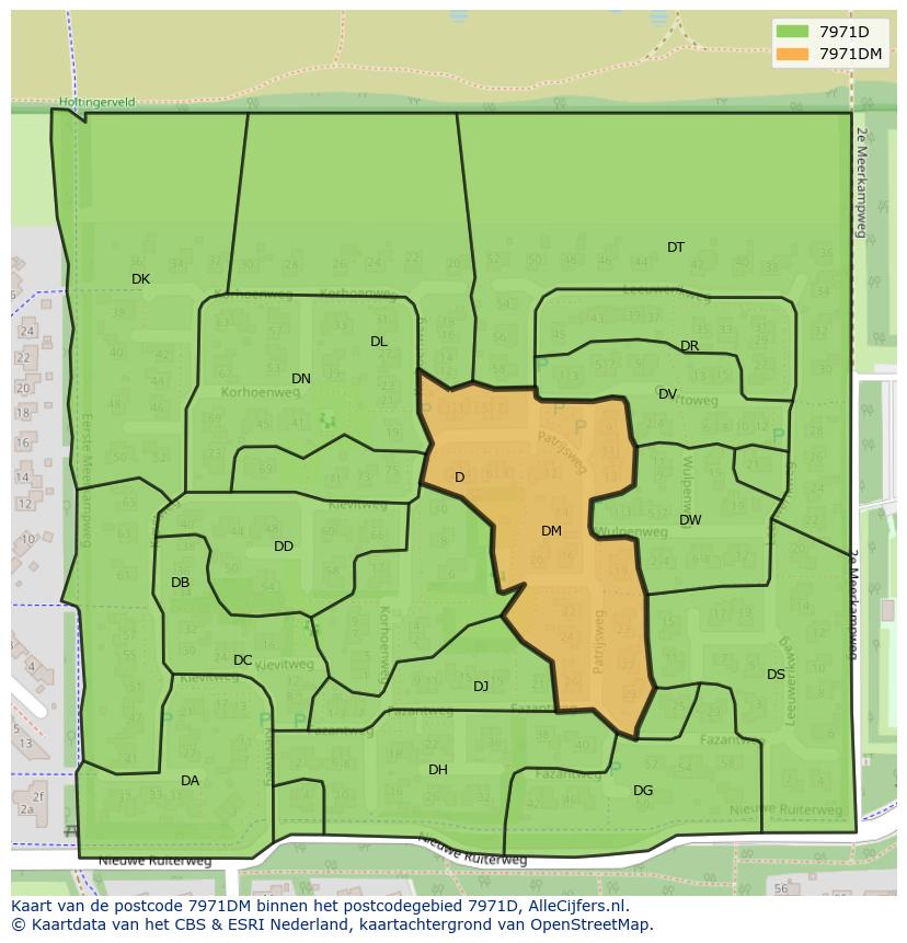 Afbeelding van het postcodegebied 7971 DM op de kaart.