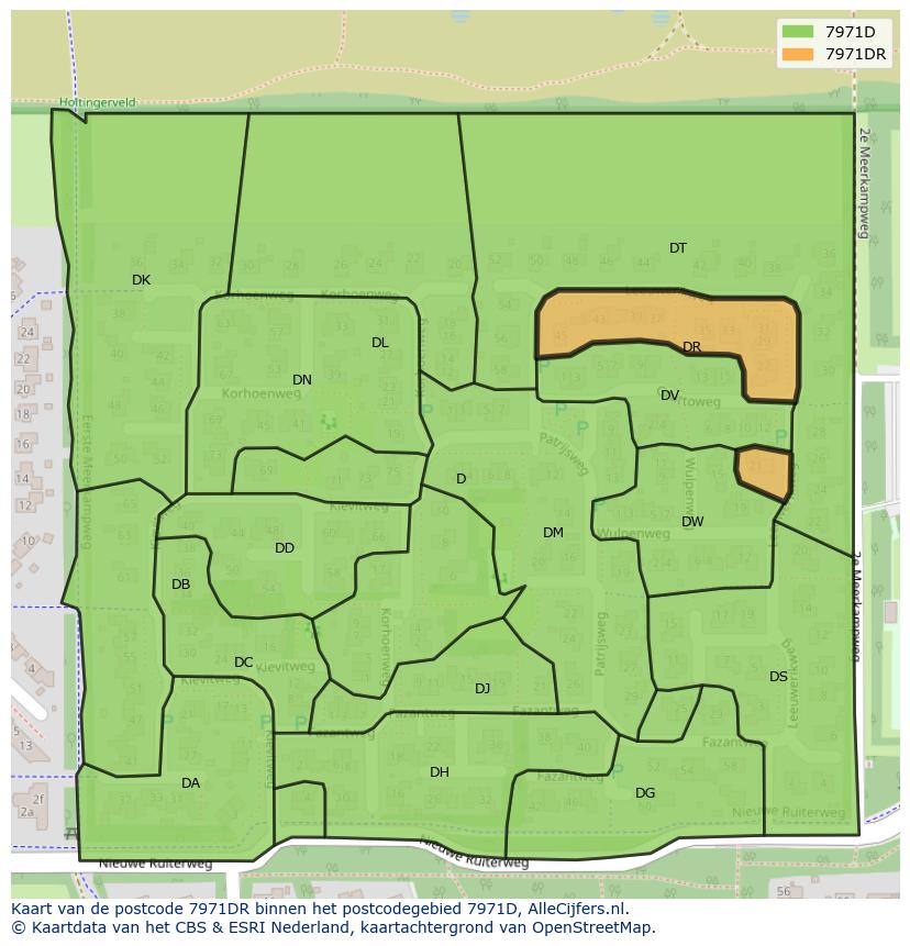 Afbeelding van het postcodegebied 7971 DR op de kaart.