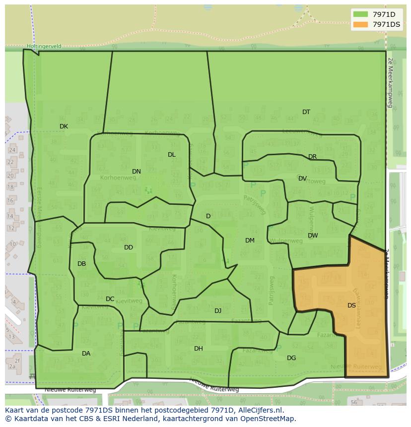 Afbeelding van het postcodegebied 7971 DS op de kaart.