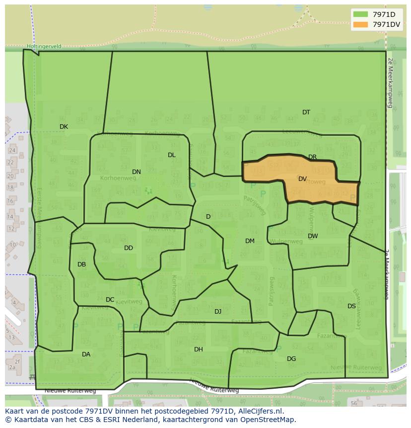 Afbeelding van het postcodegebied 7971 DV op de kaart.