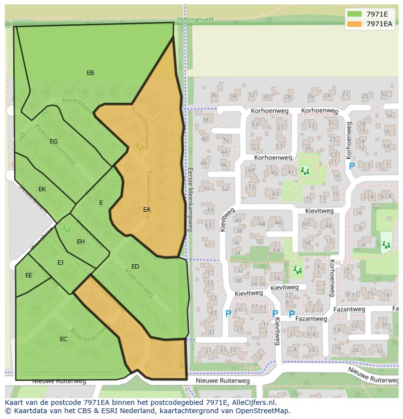 Afbeelding van het postcodegebied 7971 EA op de kaart.