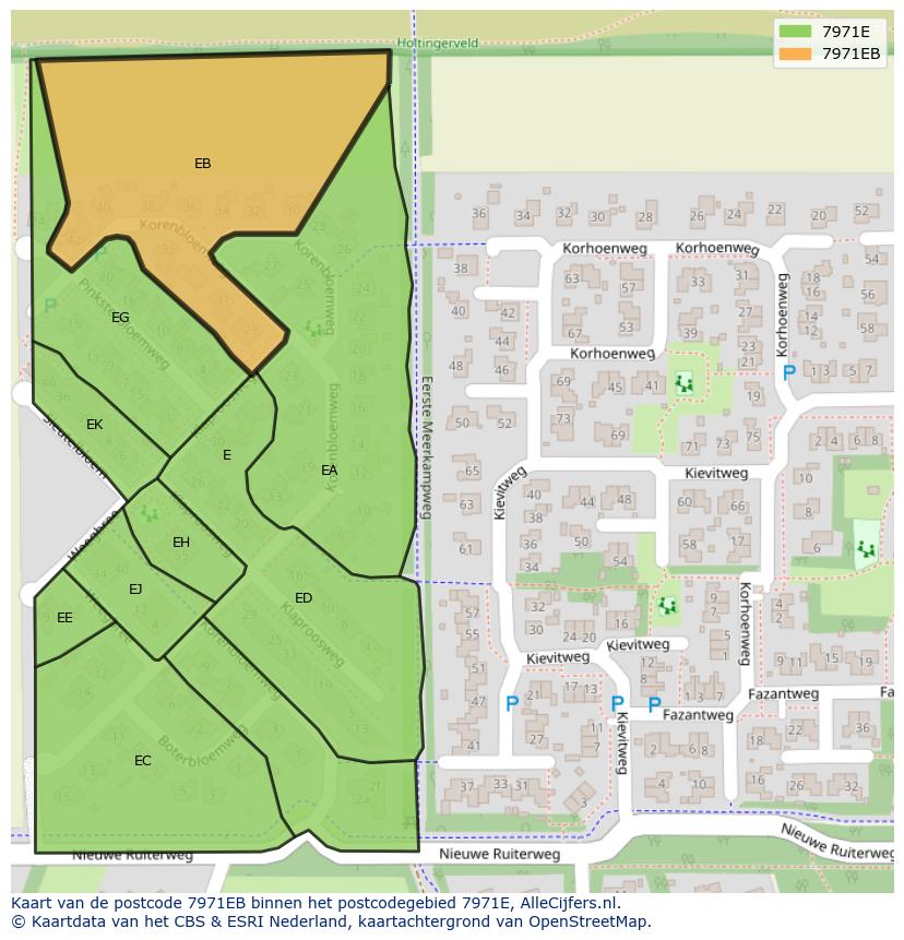 Afbeelding van het postcodegebied 7971 EB op de kaart.