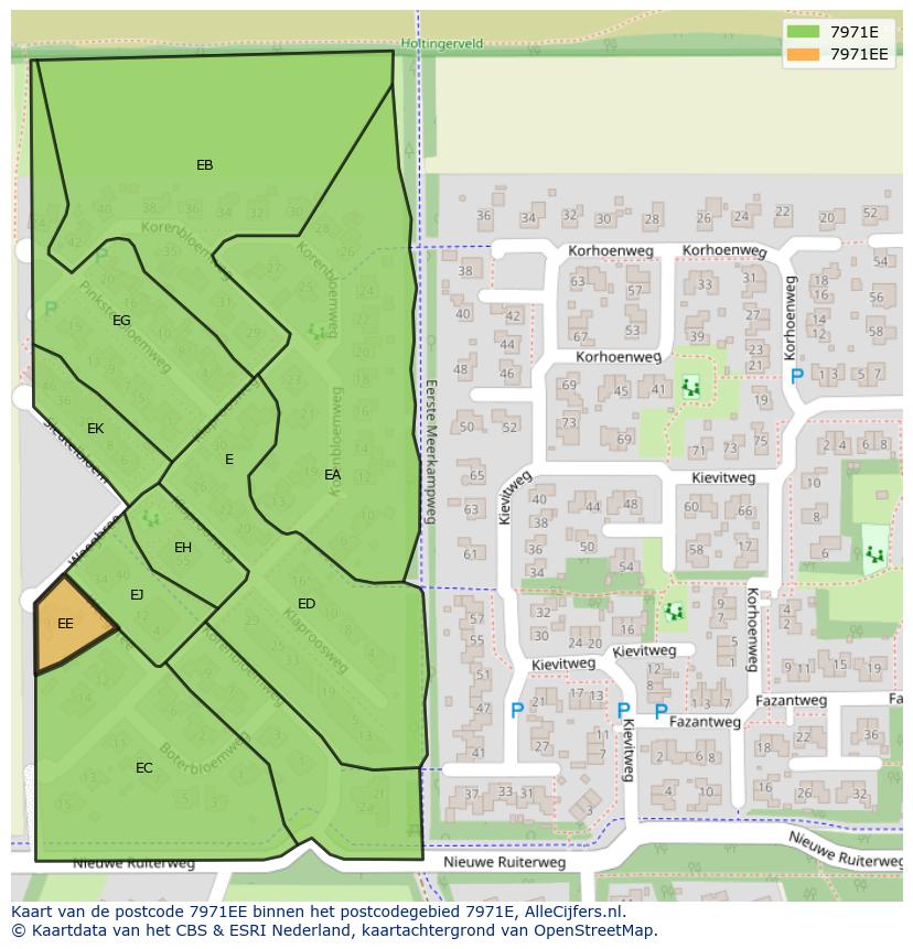 Afbeelding van het postcodegebied 7971 EE op de kaart.