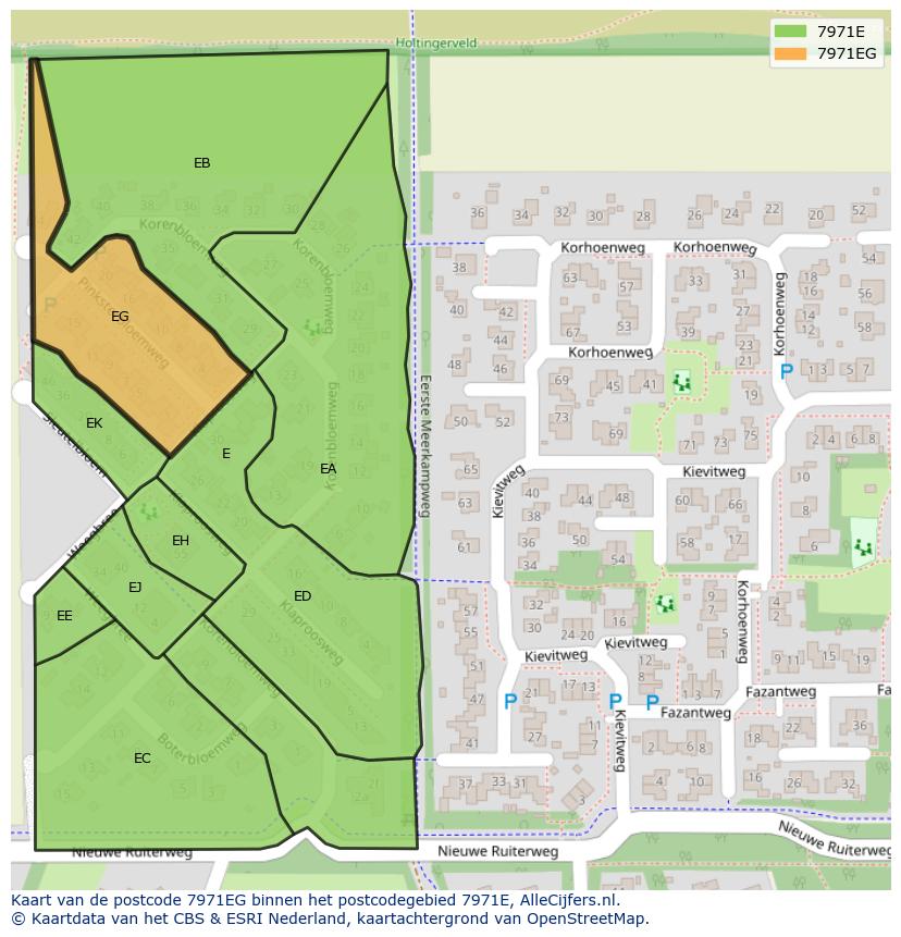 Afbeelding van het postcodegebied 7971 EG op de kaart.